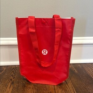 Lululemon Small Red White Reusable Shopping Tote Bag